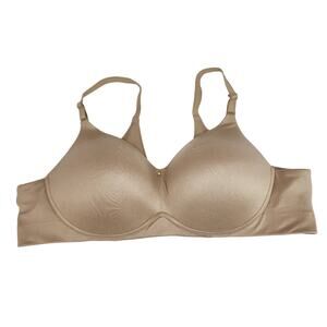 Cacique Lightly Lined No-Wire Full Coverage Back Closure Tan Bra Size 46B